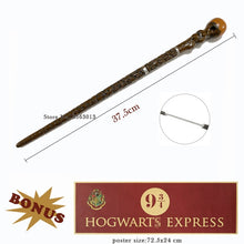 Load image into Gallery viewer, Metal Core Harries Pottered Magic Wands Cosplay Hermione Ron Lucius Dumbledore Wand Hogwart Platform 9 3/4 Poster as Gift no Box
